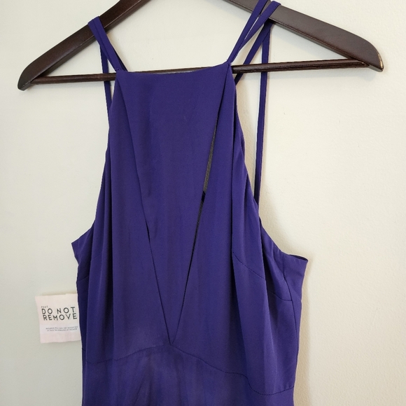 Fame and Partners Gown Purple Maxi Dress Cutouts Sleeveless Formal Slit Womens 6 - Picture 3 of 11